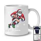 Personalized Custom Name Santa Playing Football, Joyful Christmas Sport Player, X-mas Team T-Shirt