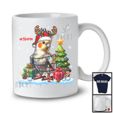 Personalized Custom Name Santa Reindeer Cockatiel; Joyful Christmas Tree Lights Cockatiel Bird T-Shirt