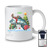 Personalized Custom Name Santa Reindeer Salmon; Joyful Christmas Tree Lights Salmon T-Shirt