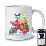 Personalized Custom Name Santa Reindeer Starfish; Joyful Christmas Tree Lights Starfish Animal T-Shirt