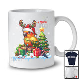 Personalized Custom Name Santa Reindeer Sun%C2%A0Conure; Joyful Christmas Tree Lights Sun%C2%A0Conure T-Shirt