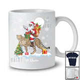Personalized Custom Name Santa Riding A Cheetah; Amazing Christmas Snow Cheetah Wild Animal T-Shirt