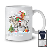 Personalized Custom Name Santa Riding A Goat; Amazing Christmas Snowing Goat Farm Farmer T-Shirt