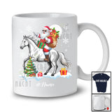 Personalized Custom Name Santa Riding A Horse; Amazing Christmas Snowing Horse Farm Farmer T-Shirt