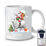 Personalized Custom Name Santa Riding A Sheep; Amazing Christmas Snowing Sheep Farm Farmer T-Shirt