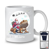 Personalized Custom Name Santa Riding Bearded Dragon, Merry Christmas Moon Snow, X-mas T-Shirt