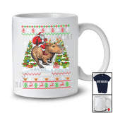Personalized Custom Name Santa Riding Capybara; Awesome Christmas Tree Sweater Capybara Animal T-Shirt