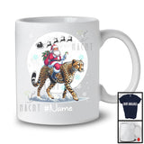 Personalized Custom Name Santa Riding Cheetah, Merry Christmas Moon Snow Cheetah, X-mas T-Shirt