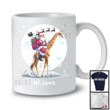 Personalized Custom Name Santa Riding Giraffe, Merry Christmas Moon Snow Giraffe, X-mas T-Shirt