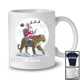 Personalized Custom Name Santa Riding Leopard, Merry Christmas Moon Snow Leopard, X-mas T-Shirt