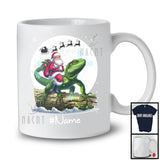 Personalized Custom Name Santa Riding Lizard, Merry Christmas Moon Snow Lizard, X-mas Team T-Shirt