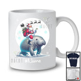 Personalized Custom Name Santa Riding Manatee, Merry Christmas Moon Snow Manatee, X-mas T-Shirt