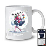 Personalized Custom Name Santa Riding Ostrich, Merry Christmas Moon Snow Ostrich, X-mas T-Shirt