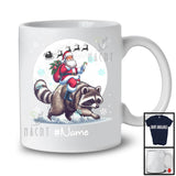 Personalized Custom Name Santa Riding Raccoon, Merry Christmas Moon Snow Raccoon, X-mas T-Shirt