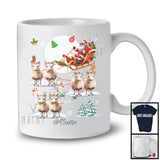 Personalized Custom Name Santa Riding Reindeer Sheep Sleigh; Merry Christmas Moon; Snow T-Shirt