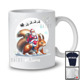 Personalized Custom Name Santa Riding Squirrel, Merry Christmas Moon Snow Squirrel, X-mas T-Shirt