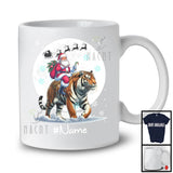Personalized Custom Name Santa Riding Tiger, Merry Christmas Moon Snow Tiger, X-mas Team T-Shirt