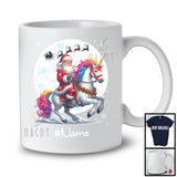 Personalized Custom Name Santa Riding Unicorn, Merry Christmas Moon Snow Unicorn, X-mas T-Shirt