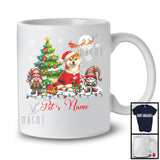 Personalized Custom Name Santa Shiba Inu With Gnome, Lovely X-mas Tree, Snow Around T-Shirt