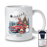 Personalized Custom Name Santa Sproodle On Pickup Truck; Joyful X-mas Tree Winter Landscape T-Shirt
