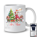 Personalized Custom Name Santa Whippet With Gnome, Lovely X-mas Tree, Snow Around T-Shirt