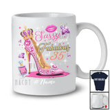 Personalized Custom Name Sassy and Fabulous at 35; Lovely 35th Birthday Woman High Heels T-Shirt