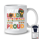 Personalized Custom Name Say It Loud I'm Black; Proud Black History Month Afro Flag; Sunflower T-Shirt
