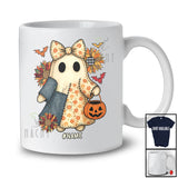 Personalized Custom Name Scary Ghost; Adorable Halloween Boo Coquette Plaid Leopard Sunflower T-Shirt