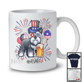 Personalized Custom Name Schnauzer Drinking Beer, Lovely 4th Of July Fireworks, Patriotic T-Shirt