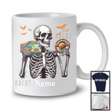 Personalized Custom Name School Bus Driver Skeleton, Horror Halloween Costume Careers Group T-Shirt