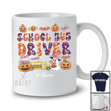 Personalized Custom Name School Bus Driver; Humorous Halloween Cosplay Boo Ghost Pumpkin T-Shirt
