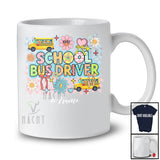 Personalized Custom Name School Bus Driver; Lovely Back To School Flowers Coquette Family T-Shirt