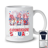 Personalized Custom Name School Counselor Squad; Adorable 4th Of July Three Patriotic Gnomes T-Shirt