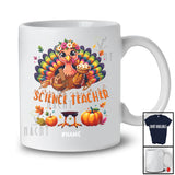 Personalized Custom Name Science Teacher; Lovely Thanksgiving Turkey Pie Book Education Jobs T-Shirt