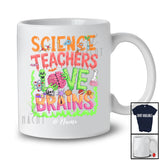 Personalized Custom Name Science Teachers Love Brains; Scary Halloween Zombies Teacher T-Shirt