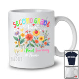 Personalized Custom Name Second Grade Team Learning; Lovely First Day Of School Wildflowers Teacher T-Shirt