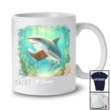 Personalized Custom Name Shark Reading Book; Lovely Teacher Librarian Book Nerd; Sea Animal T-Shirt
