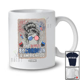 Personalized Custom Name She Loves Accordion And America; Proud 4th Of July Messy Bun Hair T-Shirt