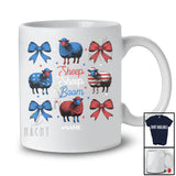Personalized Custom Name Sheep Sheep Boom; Joyful 4th Of July US Flag Sheep; Farmer Patriotic T-Shirt