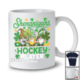 Personalized Custom Name Shenanigans Hockey Player; Lovely St. Patrick's Day 3 Leopard Gnomes T-Shirt