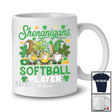 Personalized Custom Name Shenanigans Softball Player; Lovely St. Patrick's Day 3 Leopard Gnomes T-Shirt