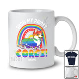 Personalized Custom Name Show My Pride Corgi; Adorable LGBTQ Pride Gay Rainbow T-Shirt
