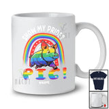Personalized Custom Name Show My Pride Pig; Adorable LGBTQ Pride Gay Rainbow T-Shirt