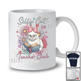 Personalized Custom Name Silly Cat Teacher Club; Amazing Back To School Flowers Teacher T-Shirt