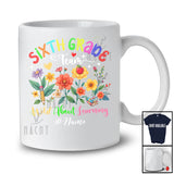 Personalized Custom Name Sixth Grade Team Learning; Lovely First Day Of School Wildflowers Teacher T-Shirt
