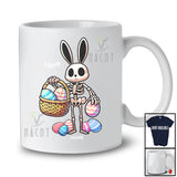 Personalized Custom Name Skeleton Bunny With Easter Eggs Basket; Humorous Easter Eggs Hunt T-Shirt