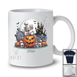 Personalized Custom Name Skeleton Drinking Bourbon Sitting On Pumpkin; Creepy Halloween Drunker T-Shirt
