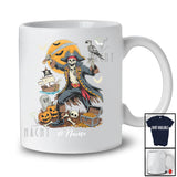 Personalized Custom Name Skeleton In Pirate Costume; Creepy Halloween Moon Family T-Shirt