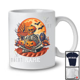 Personalized Custom Name Skeleton On Sausage, Scary Halloween Moon, Food Sausage Lover T-Shirt