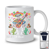 Personalized Custom Name Skeleton Playing Guitar; Humorous Cinco De Mayo Mexican Skeleton T-Shirt